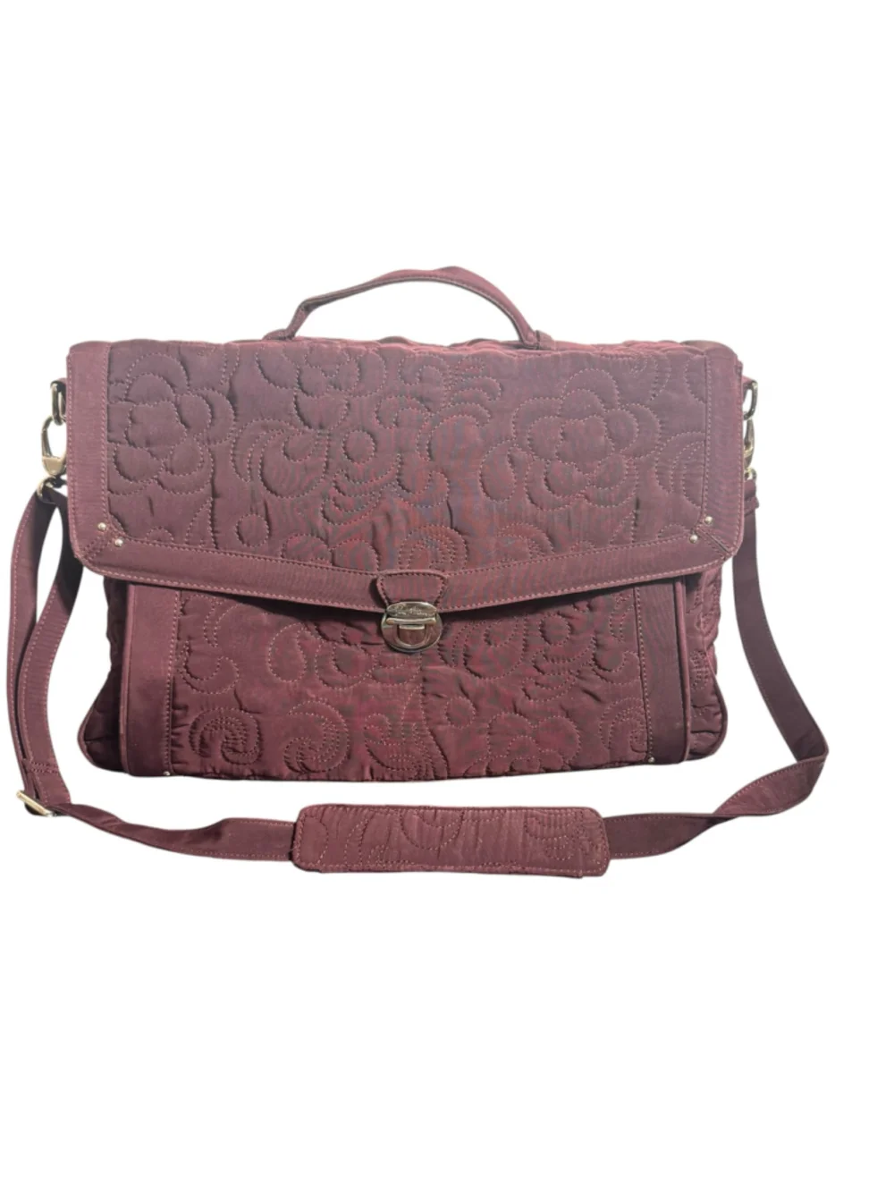 Vera Bradley Retired Plum Purple Quilted Microfiber Laptop Attache Bag